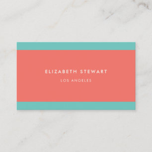 Modern Minimalist Professional Coral Red and Aqua Business Card