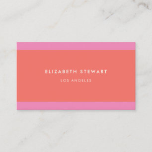 Modern Minimalist Professional Coral Red and Pink Business Card