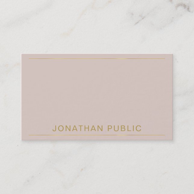 Modern Minimalist Professional Elegant Gold Text Business Card (Front)