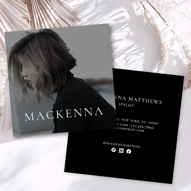 Modern Minimalist Professional Elegant Photo Square Business Card (Creator Uploaded)
