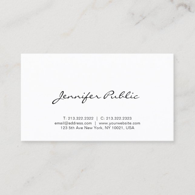 Modern Minimalist Professional Elegant Plain Cute Business Card (Front)