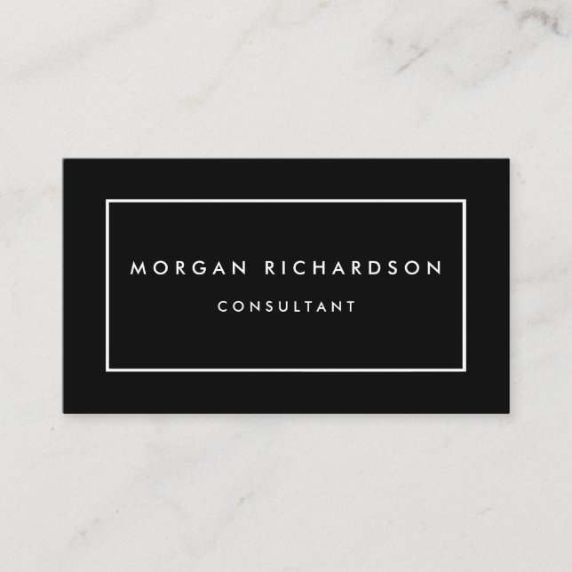 Modern Minimalist Professional Elegant White Black Business Card (Front)