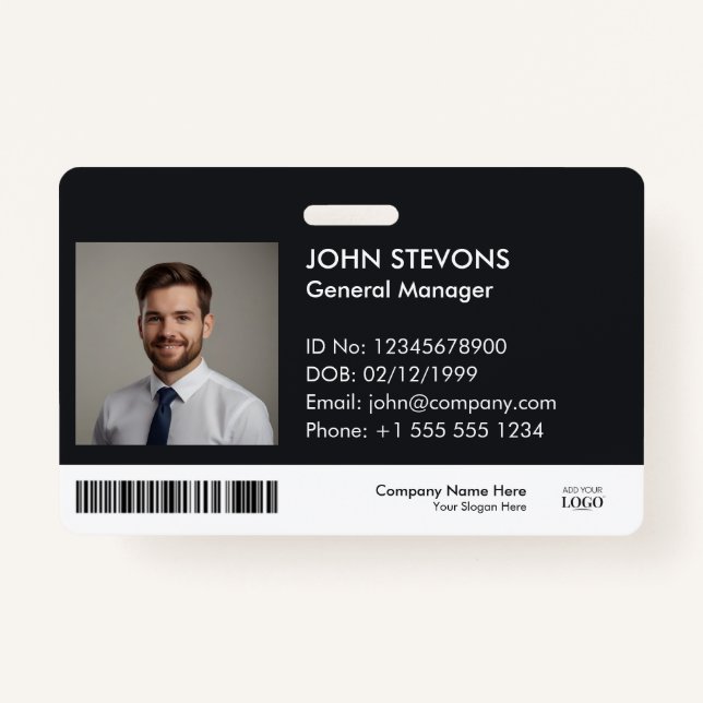 Modern Minimalist Professional Employee ID Badge (Front)