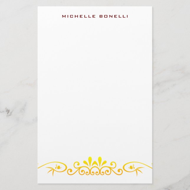 Modern Minimalist Professional Flower Pattern Stationery (Front)