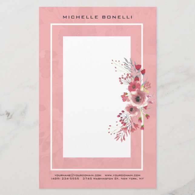 Modern Minimalist Professional Flowers Feminine Stationery (Front)