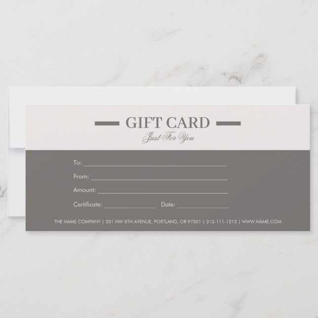 Modern Minimalist Professional Gift Certificates (Front)