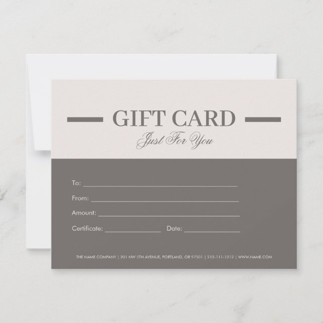 Modern Minimalist Professional Gift Certificates (Front)