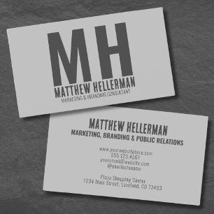 Modern Minimalist Professional Grey Monogram Business Card