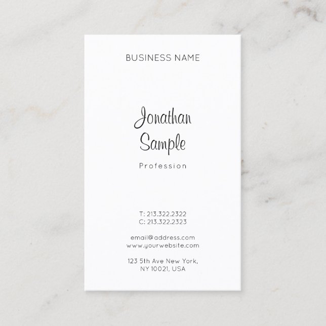 Modern Minimalist Professional Handwritten Name Business Card (Front)