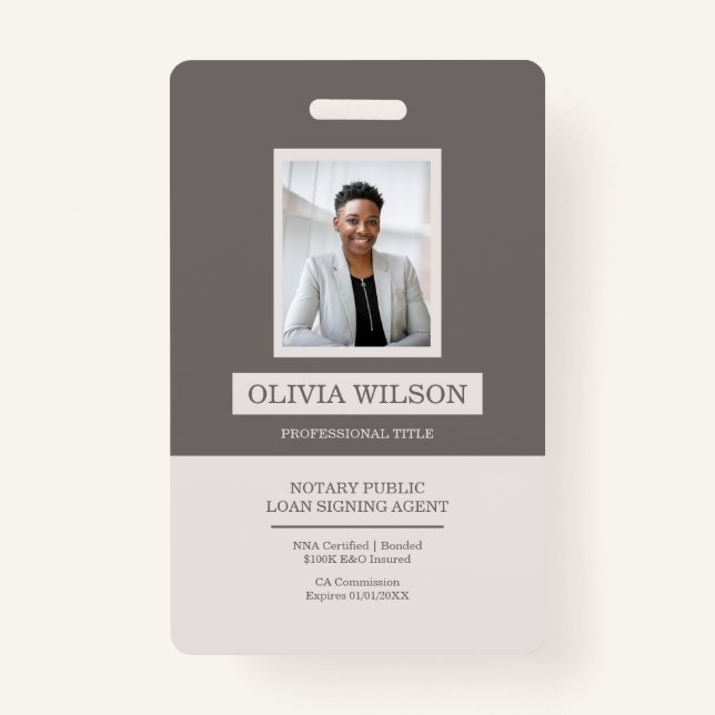 Modern Minimalist Professional ID  ID Badge (Front)