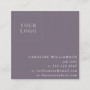 Modern Minimalist Professional Logo Dark Purple Square Business Card