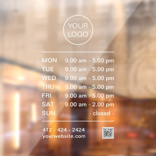 Modern Minimalist Professional Logo Opening Times Window Cling