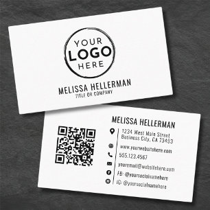 Modern Minimalist Professional Logo QR Code Business Card