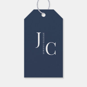 Modern Minimalist Professional Monogram Navy Blue Gift Tags
