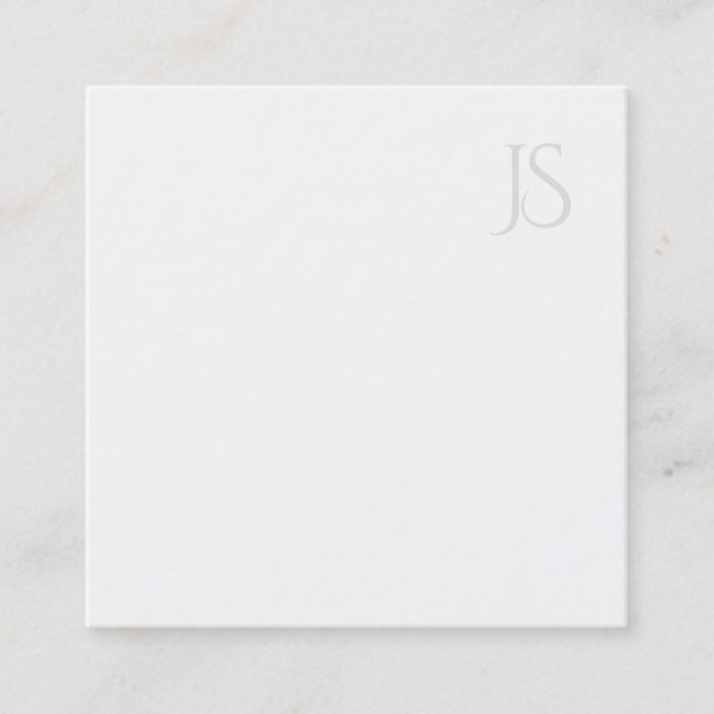 Modern Minimalist Professional Monogram Simple Square Business Card (Front)