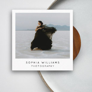 Modern Minimalist Professional Photo QR Code   Square Business Card