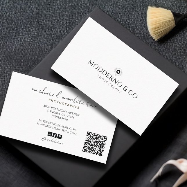 Modern Minimalist Professional Photographer Business Card (Creator Uploaded)