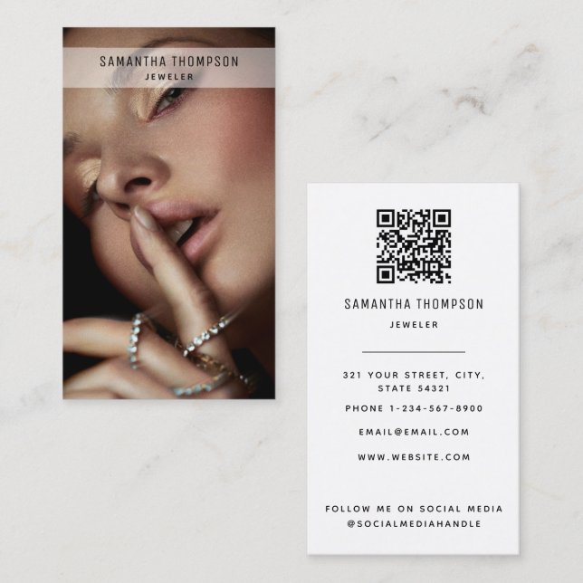 Modern Minimalist Professional Photography Jewelle Business Card (Front/Back)