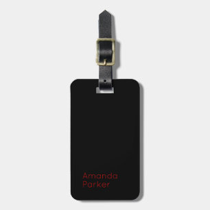 Modern Minimalist Professional Plain Black & White Luggage Tag