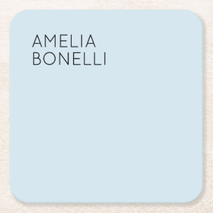 Modern Minimalist Professional Plain Blue Square Paper Coaster
