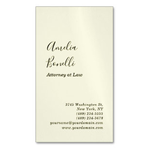 Modern Minimalist Professional Plain Light Yellow Magnetic Business Card