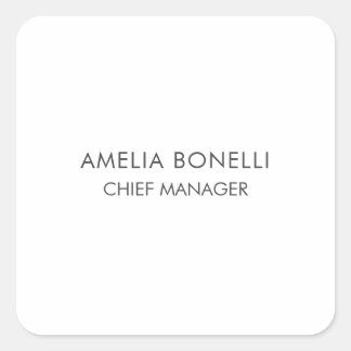 Modern Minimalist Professional Plain Simple Square Sticker