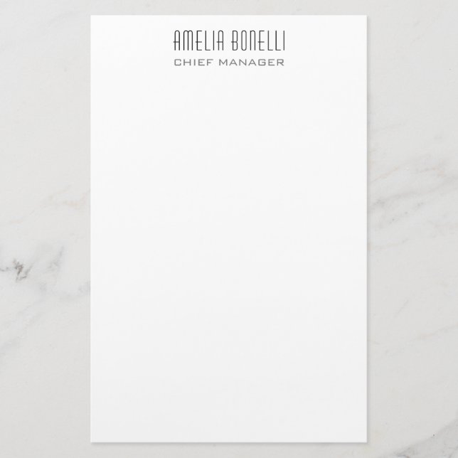 Modern Minimalist Professional Plain Standard Size Stationery (Front)