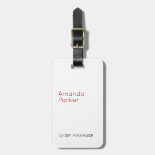 Modern Minimalist Professional Plain White Luggage Tag