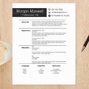 Modern Minimalist Professional Resume Template CV Custom Letterhead