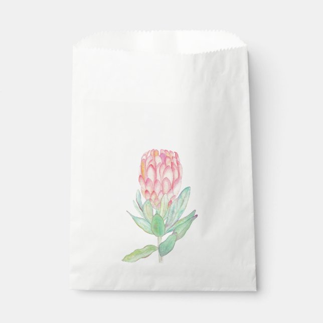 Modern Minimalist Protea Botanical Wedding Favour Bags (Front)