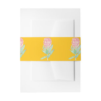 Modern Minimalist Protea Botanical Wedding Invitation Belly Band
