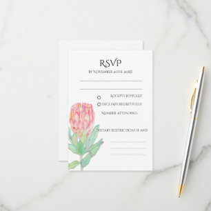 Modern Minimalist Protea Botanical Wedding RSVP Card