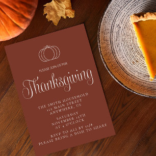 Modern Minimalist Pumpkin Thanksgiving Dinner Invitation