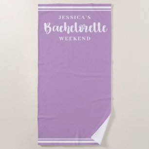 Modern Minimalist Purple Bachelorette Weekend Beach Towel