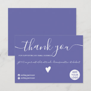 Modern minimalist purple blue order thank you card