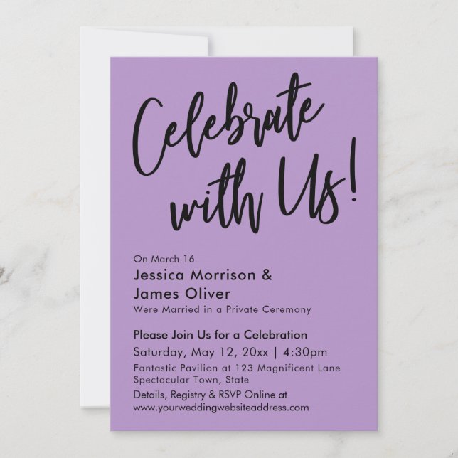 Modern Minimalist Purple Celebrate with Us! Invitation (Front)