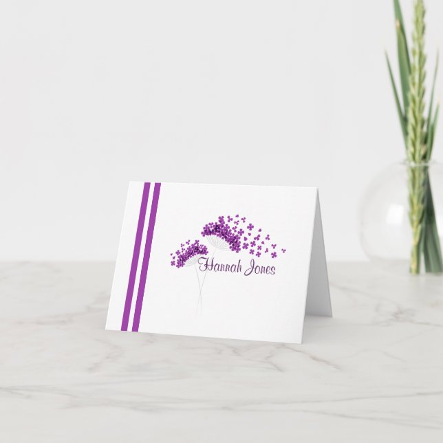 Modern Minimalist Purple Dandelions Notecard (Front)