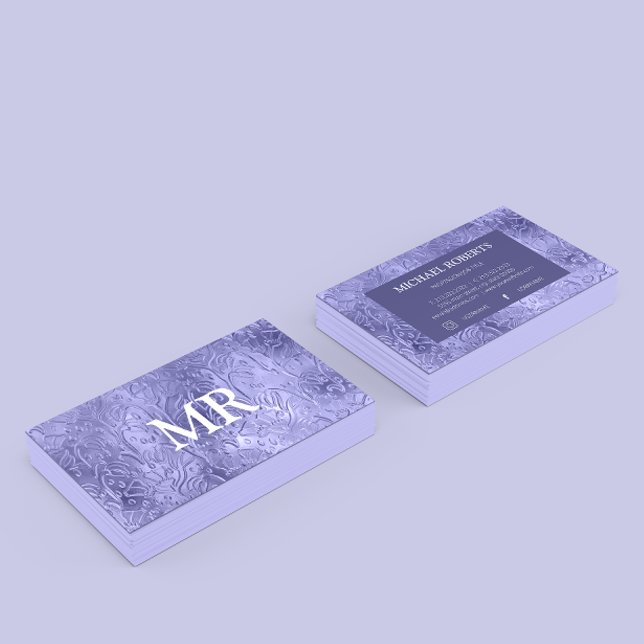 Modern Minimalist Purple Foil Metallic Typography Business Card (Creator Uploaded)