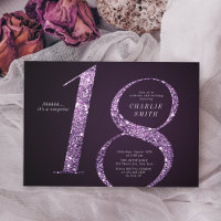 Modern minimalist purple glitter 18th birthday
