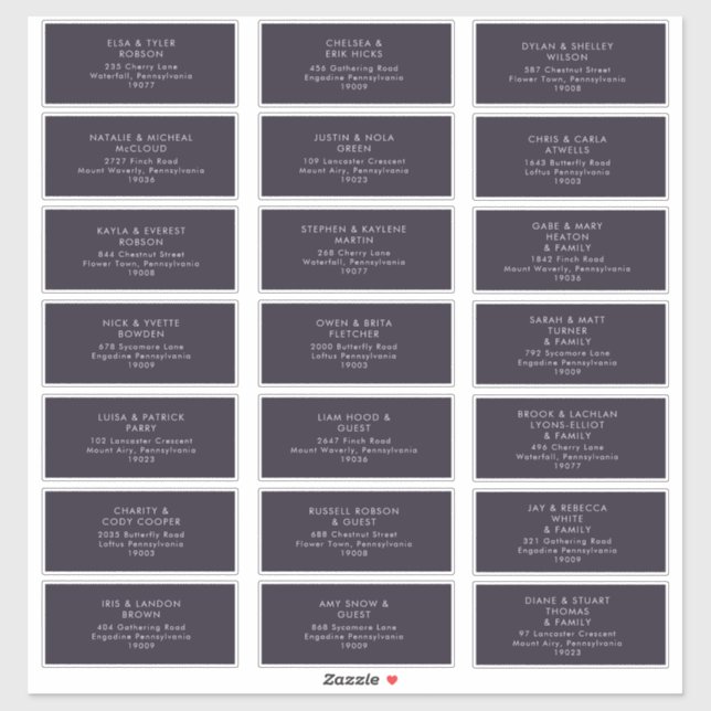 Modern Minimalist | Purple Guest Address Labels (Sheet)
