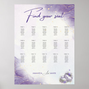 Modern Minimalist Purple Lilac Wedding Seat Chart