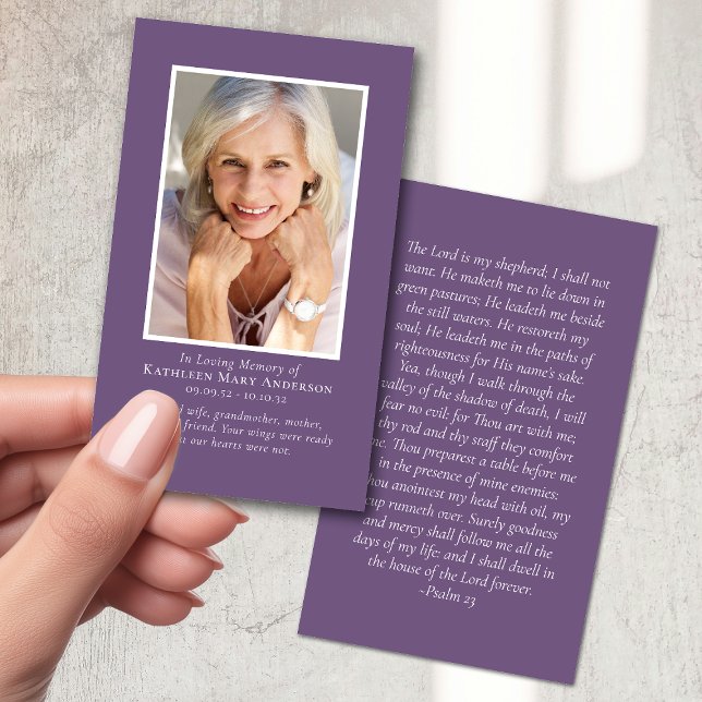 Modern Minimalist Purple Memorial Prayer Card (Creator Uploaded)