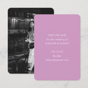 Modern Minimalist Purple Wedding Photo Save The Date