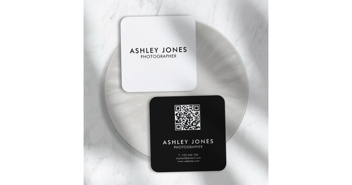 Modern Minimalist QR Business Card | Zazzle