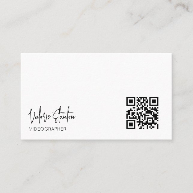 Modern Minimalist QR Code Business Card (Front)