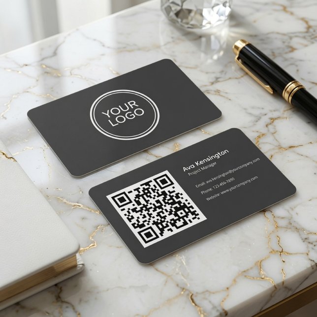 Modern Minimalist QR Code Business Card  (Creator Uploaded)