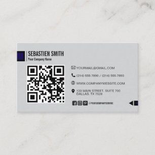 Modern Minimalist QR Code Business Card - Grey