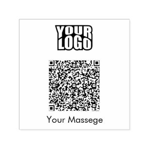 modern minimalist Qr code & business logo, message Self-inking Stamp