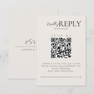Modern Minimalist QR Code Calligraphy RSVP Card