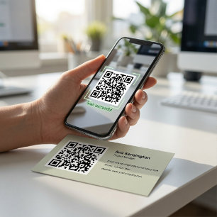 Modern Minimalist QR Code Custom  Business Card